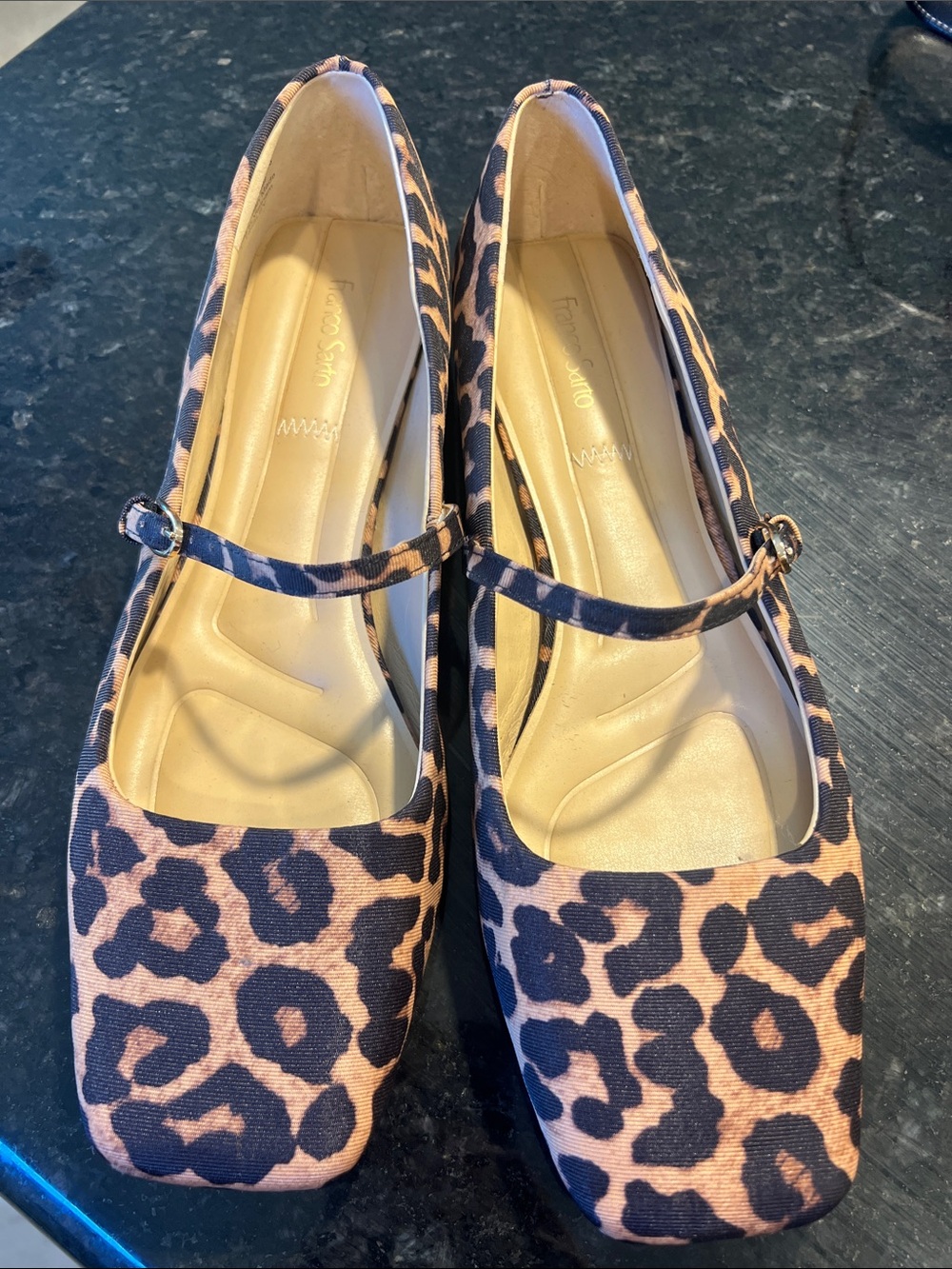 Franco Sarto Leopard-Print Mary Jane Flats in Brown and Black - Picture 4 of 5